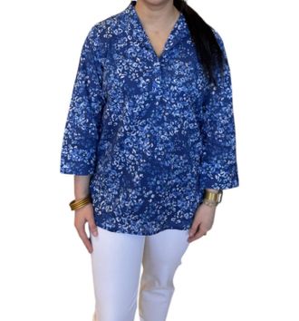 Jude Connally Cricket Painterly Top In Cheetah Beacon Blue