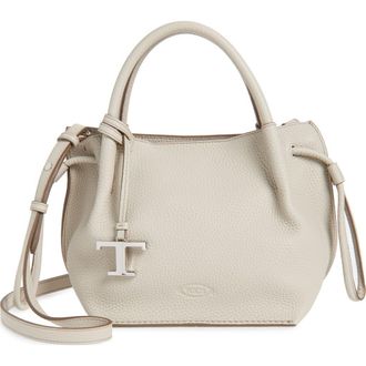 Tod's Small Buz Leather Bucket Bag in Mastice at Nordstrom