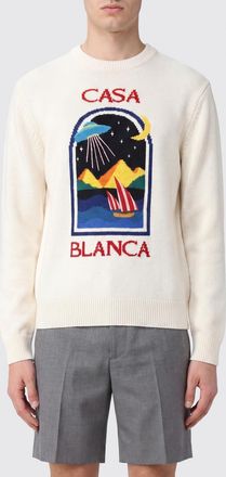 Casablanca Maglia girocollo in pura lana con maxi logo jacquard frontale