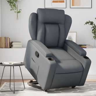vidaXL Sill&oacute;n Reclinable Elevable Cuero Artificial Gris Vidaxl