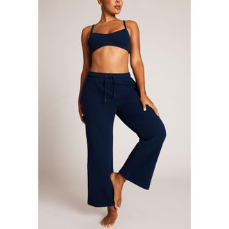 Negative Underwear Waffle Knit Cropped Track Pant in Navy at Nordstrom, Size Xx-Large