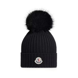 Moncler Pom Pom Muts - unisex - Hoeden - Zwart - L - Wol - Accessoires
