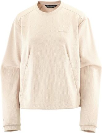 Salomon Motomesh Crewneck Longsleeve f&uuml;r Damen | beige/wei&szlig;