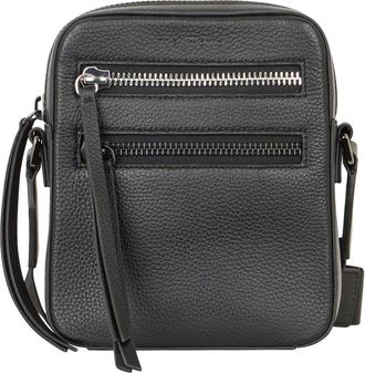John Richmond Leren Crossbody Tas met Dubbele Rits - Heren - Schoudertassen - Zwart - ONE Size - Leer - Tassen