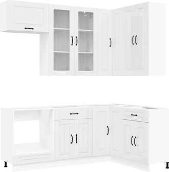vidaXL Unidad De Cocina Kalmar 8 Uds. Blanco Brillante Vidaxl