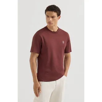 Brunello Cucinelli Cotton jersey crew neck T-shirt with logo in Grey at Nordstrom, Size Xx-Small Eu