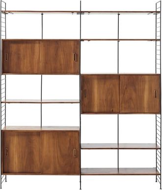 Maisons du monde Librer&iacute;a vintage con 6 puertas de metal negro y acacia maciza 177 cm