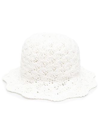 Red Valentino woven raffia bucket hat - White