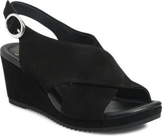 S&ouml;fft Isabeth Slingback Platform Wedge Sandal in Black at Nordstrom, Size 9.5