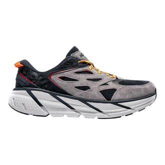 Hoka One One Clifton L Suede Shoe in Black/Lunar Rock Suede Men