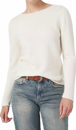 Repeat Medium Weight Cashmere Boat Neck Sweater In Cream