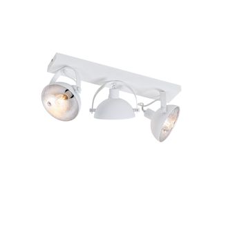 QAZQA Qazqa - Industrial Plaf&oacute;n Industrial Blanco Con Plateado 3-luces Regulable - Magnax Acero Alargada Adecuado Para Led Max. 3 X 40 Watt