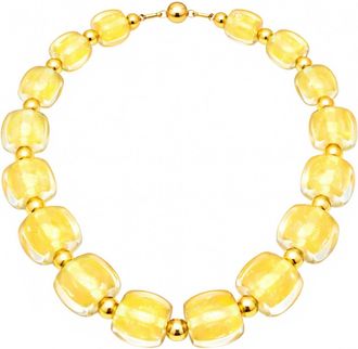 Gold & Honey Womens For Brunch Beaded Lucite Necklace In Yellow