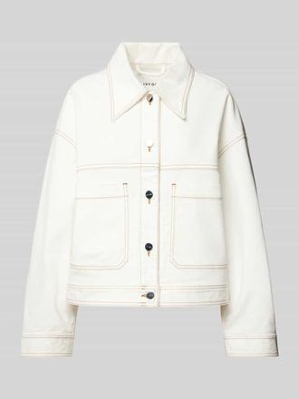 IVY OAK Jeansjacke in unifarbenem Design mit Eingrifftaschen in Offwhite, Gr&ouml;&szlig;e 34