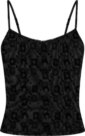 Marine Serre Moonogram Mesh Flock Tanktop - Dames - Tops zonder mouwen - Zwart - XS - Tweed - Tops
