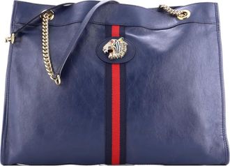Gucci Rajah Chain Leather Large tote bag - Blu