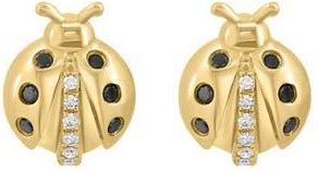 Effy 14K Yellow Gold Black & White Diamond Ladybug Stud Earrings at Nordstrom Rack