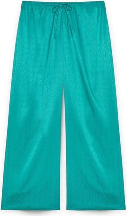 Fiorella Rubino Palazzo Broek in Satijn - Dames - Wijde Broeken - Groen - 2XL - Satijn - Broeken