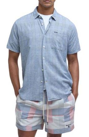 Barbour Hartland Linen Blend Button-Up Shirt in Navy at Nordstrom Rack, Size X-Large