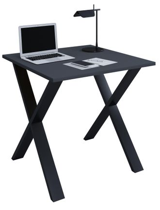 VCM Wood Desk Al. 76 X An. 80 X P. 80 Cm Mesa De Ordenador Lisa Pies De Metal De Alta Calidad Mesa De Trabajo Muebles De Oficina - Lona X (negro / Antraci