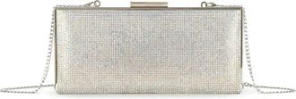 Girly HandBags Womens Embellished Evening Clutch Bag Frame and Chain Strap - Formal Purse Wedding Medium Silver