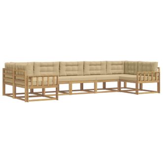 vidaXL Conjunto De Sof&aacute;s De Exterior Con Coj&iacute;n 7 Pcs Y Beige Vidaxl