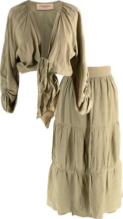 Adriana Degreas Pale Green Midi Skirt and Top Coord Size S