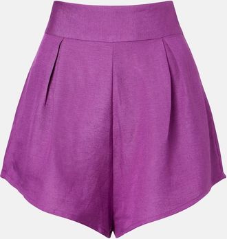 Adriana Degreas Pleated linen-blend shorts