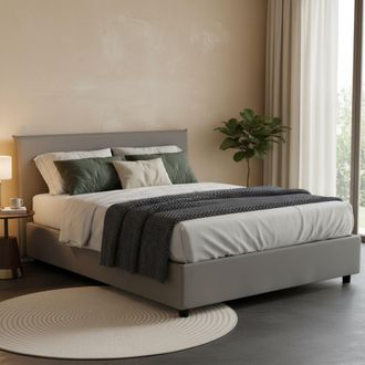 Dmora Dmora - Cama Matrimonial Dambros, Cama Contenedor Con Revestimiento De Tela, 100% Made In Italy, Apertura Frontal, Adecuado Para Colch&oacute;n Cm 160x190, G