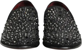 Dolce & Gabbana Black Suede Crystal Embellished Loafer Mens Shoes (Pre-Owned)