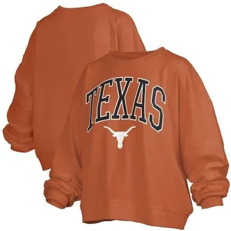 Pressbox Womens Pressbox Texas Orange Texas Longhorns Janise Arch Over Logo Waist Length Oversized Pullover Sweatshirt in Burnt Orange at Nordstrom, Size