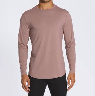 Cuts Ao Long Sleeve Curve Hem Tee In Mountain Mist