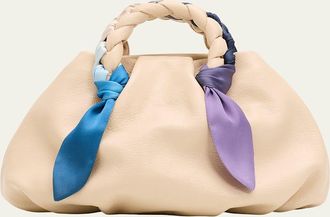 Hereu Bombon Foulard Ruched Leather Top-Handle Bag