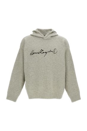 Maison Margiela Oversized Wool Blend Hoodie With Hand-Painted Logo