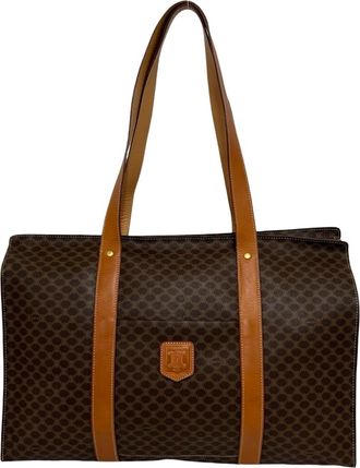 Celine Brown Pvc Leather Boston Bag Shoulder Bag Tote Bag (Pre-Owned)