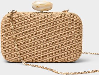 Simons Womens Marbled stone straw-like minaudi&egrave;re