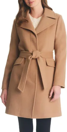 Kate Spade New York belted wool blend coat in Camel at Nordstrom, Size Small