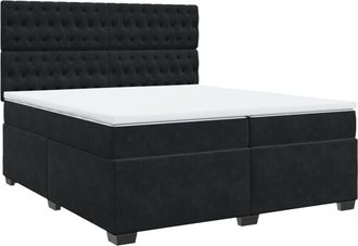 vidaXL Box Spring Bed with Mattress Black 200x200 cm Velvet vidaXL