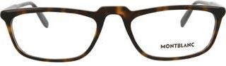 Montblanc 54mm Square Nose Bridge Optical Glasses in Havana Havana Transparent at Nordstrom Rack