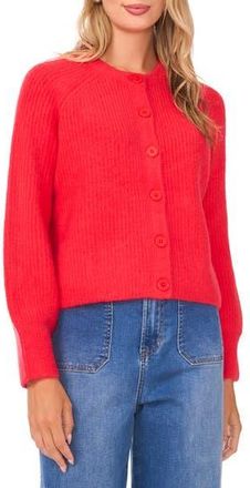 Vince Camuto Saddle Raglan Sleeve Rib Cardigan in Hibiscus Red at Nordstrom Rack, Size X-Large
