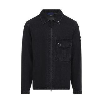 Stone Island Overshirt Vj 902 - Heren - Spijkerjassen - Zwart - XL - Katoen - Jassen