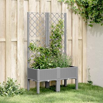 vidaXL Vidaxl - Jardinera Con Enrejado Pp Gris Claro 80x40x142 Cm