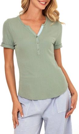 Threads 4 Thought Akia Feather Rib T-Shirt in Wasabi/High Tide at Nordstrom, Size X-Small