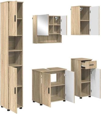 vidaXL Bathroom Furniture Set 5 pcs Sonoma Oak Engineered wood & Metal vidaXL