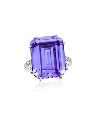 Suzy Levian Suzy Levian Gala Collection Silver Cz Cocktail Ring