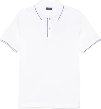 Paul & Shark White Striped Short-Sleeve Cotton Polo Shirt