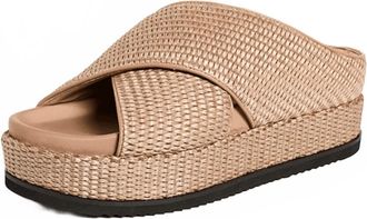 Roam Cross Stack Raffia Platform Sandals In Natural