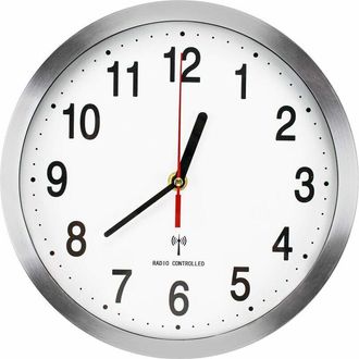 OEM Reloj De Pared Silencioso Radiocontrolado Para Sal&oacute;n, Cocina, Oficina, Dormitorio, Aluminio, 25 Cm