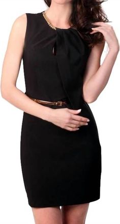 Angel Belted Draped Dress In Black