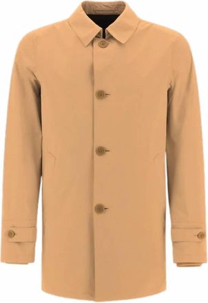 Herno Mens Cotton-Blend Raincoat In Camel